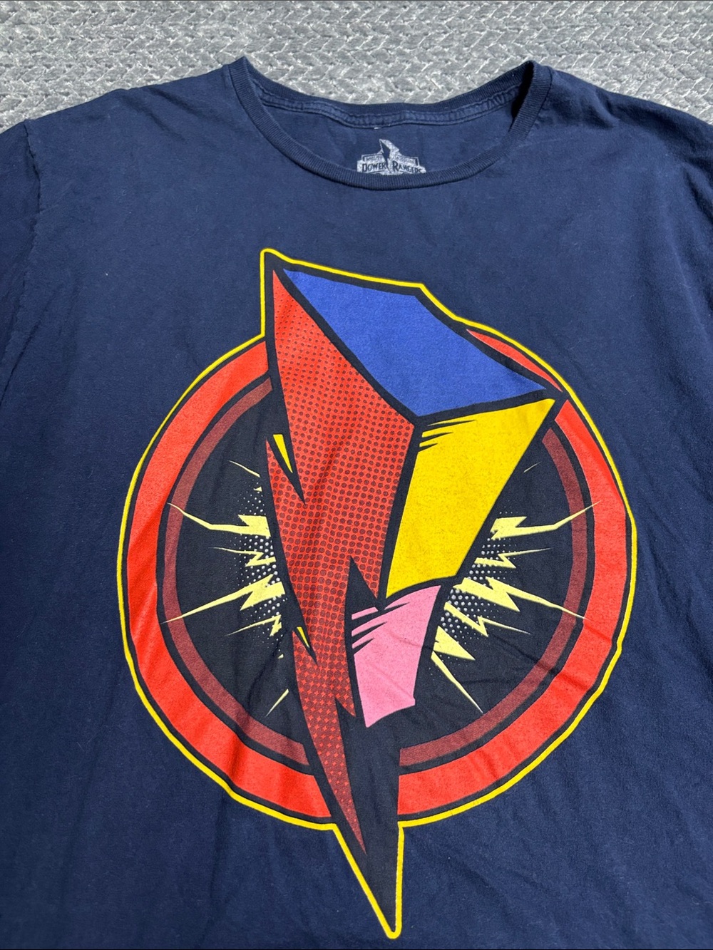 Power Rangers Tee in Navy with Red, Yellow, Blue & Pink